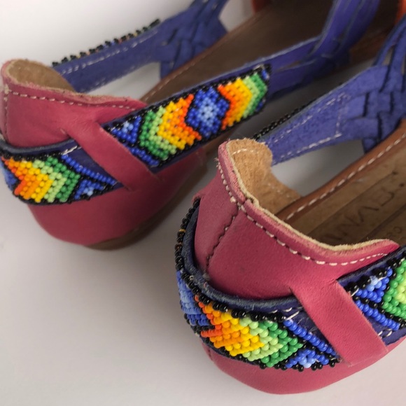 Available now! Mexican Leather Huichol Sandals - Picture 4 of 8